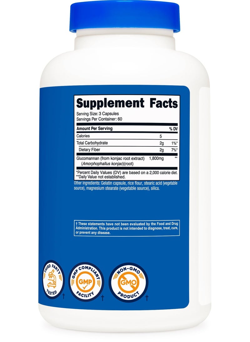 Nutricost Glucomannan Konjac Root Extract 1,800 mg – Natural Fiber Supplement – Non-GMO, Gluten-Free – 180 Capsules - Image 2